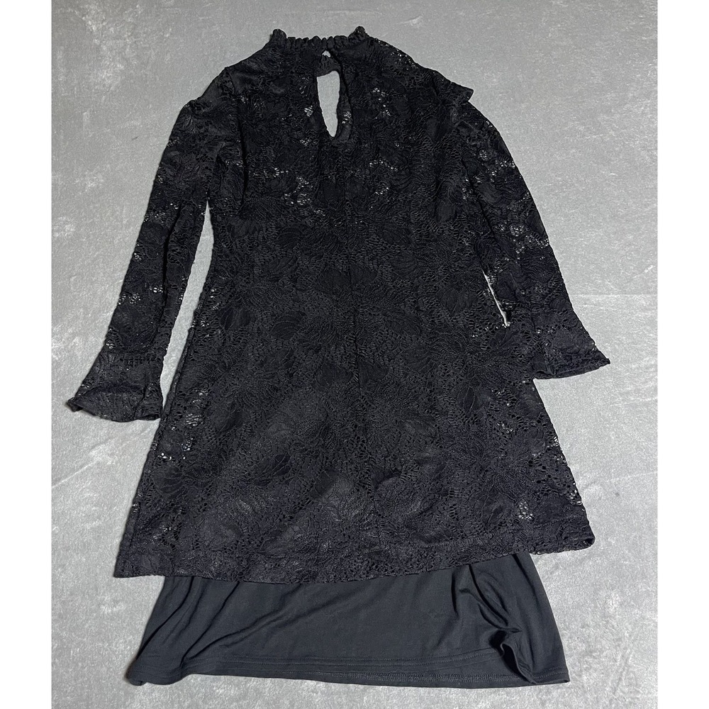 Idyllwind Dress Womens Small Black Lace Long Sleeve Festival Western Goth Witchy